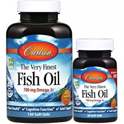 Carlson: The Very Finest Fish Oil 700mg Omega-3s Natural Orange Flavor 150 Soft Gels