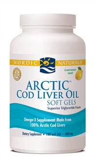 Nordic Naturals Arctic Cod Liver Oil Lemon 1000 mg 180 gels