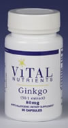 Vital Nutrients Ginkgo 50:1 Extract 80 mg. 90 caps