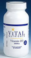 Vital Nutrients Vitamin D3 125 mcg (5000iu) 90 vcaps
